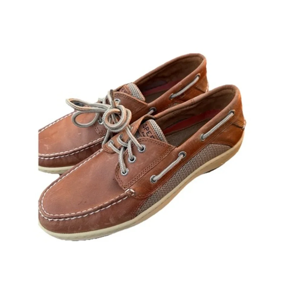 Mens Sperry Top Sider Loafer Boat Shoes‎ Sz 10 Tan Leather